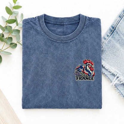France Country Pride Left Chest Vintage T-shirt – Washed Blue