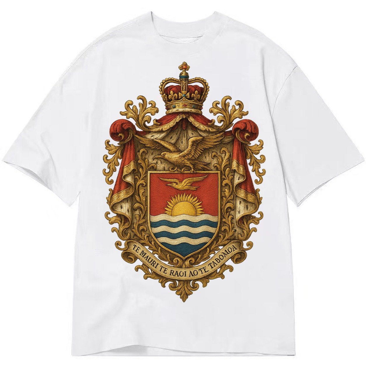 Golden Peace Embroidered Classic T-shirt – White