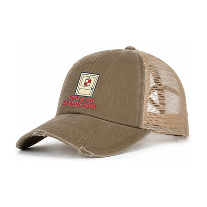 This Is The Sewing Room Sewing And Quilting Women's Ponytail Trucker Hat – Taupe Khaki