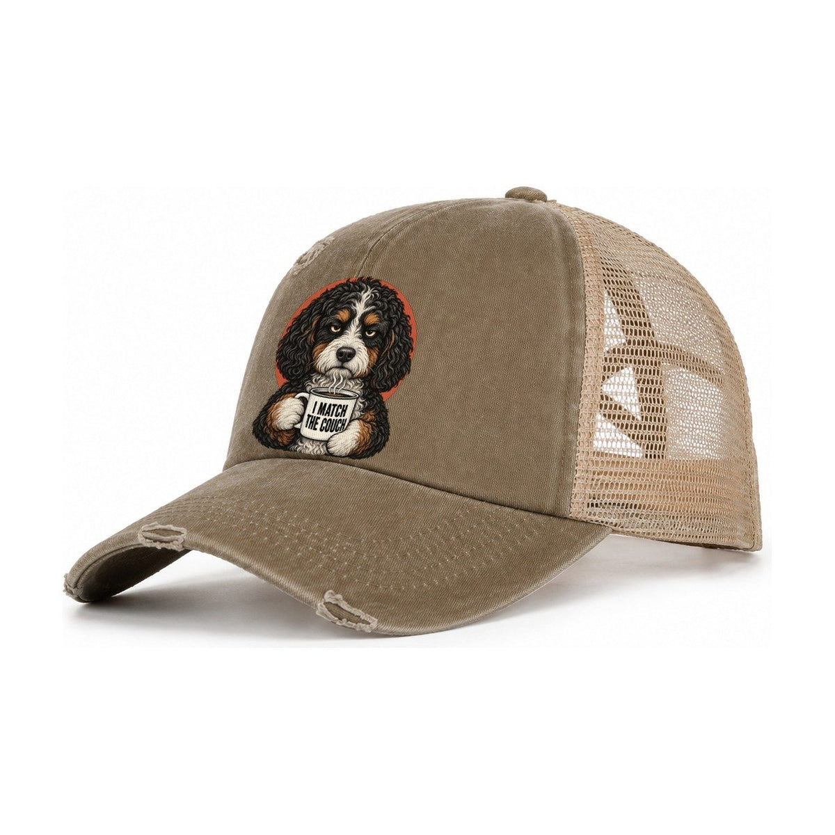 Bernedoodle Mug Truths Dog Mug Truths Women's Ponytail Trucker Hat – Taupe Khaki