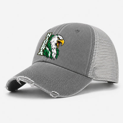 Nigeria Pop Art Badge Washed Trucker Hat – Grey