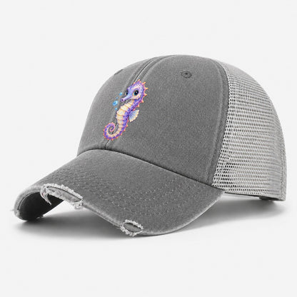 Seahorse Three Quarter Drift Sea Sprite Washed Trucker Hat – Grey