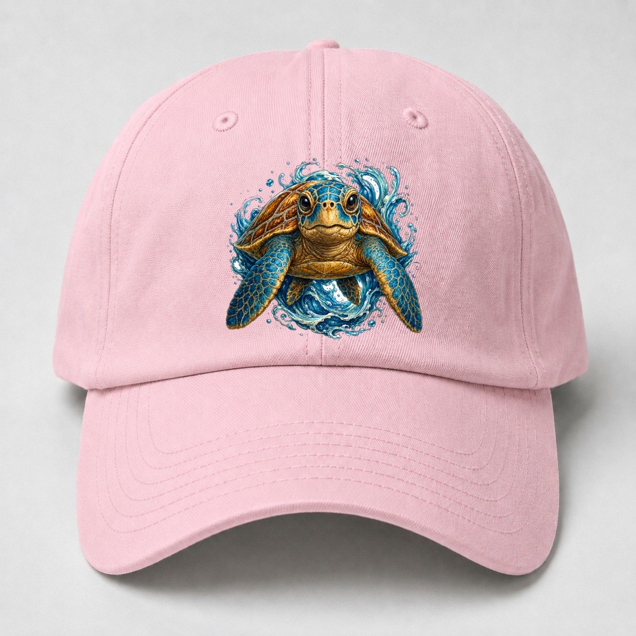 Ornate Sea Turtle Waves Baseball Cap – Pink
