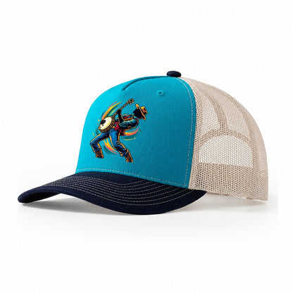 Banjo Icon Music Instruments Trucker Hat – Teal Navy