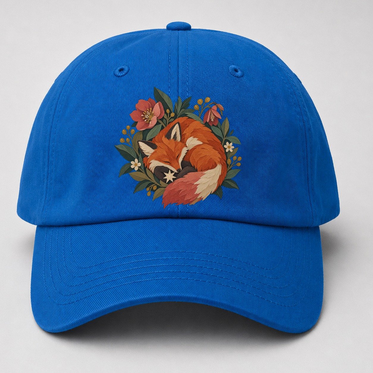 Sleeping Fox Star Nest Gentle Wild Baseball Cap – Blue