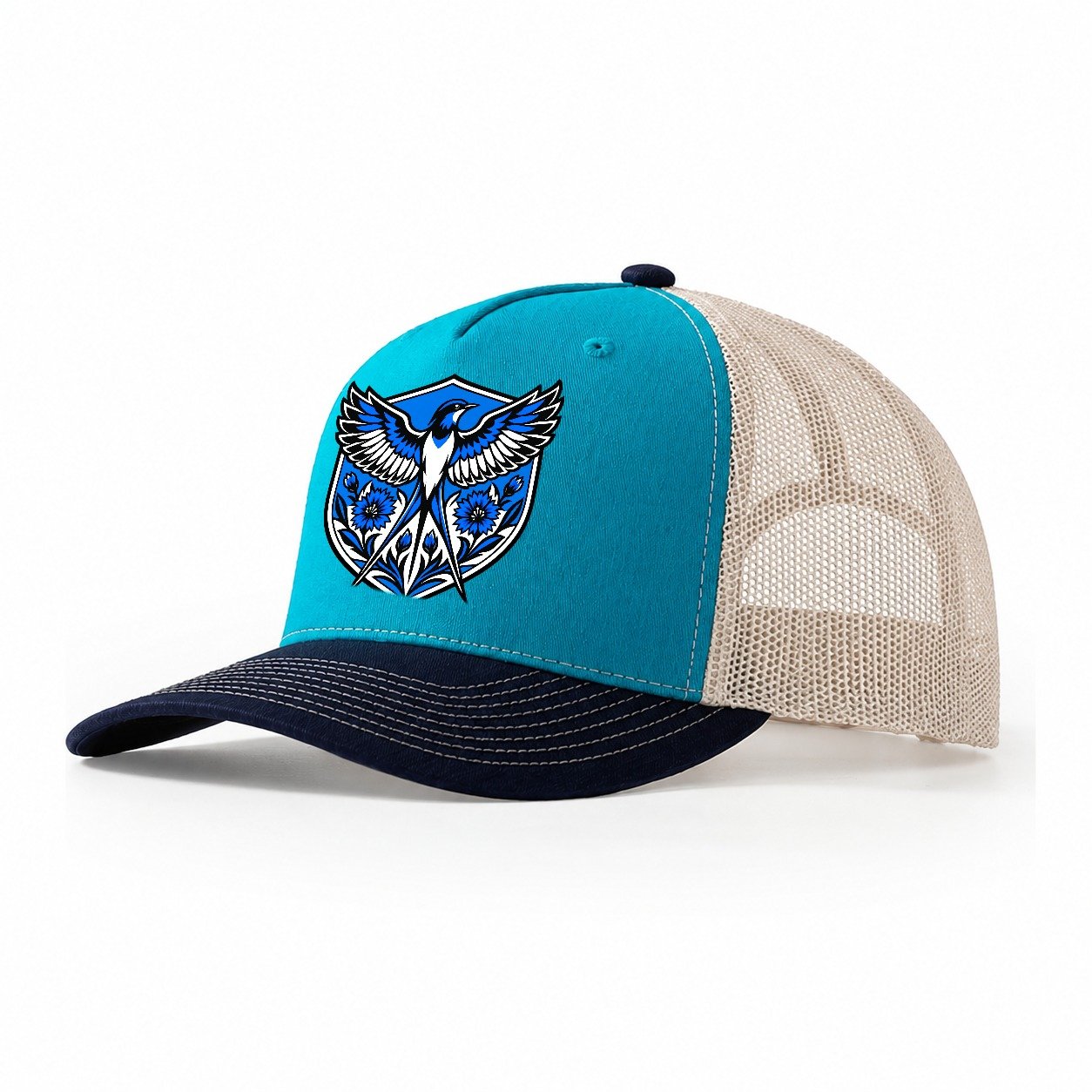 Estonia Minimal Emblem Country Logos Trucker Hat – Teal Navy