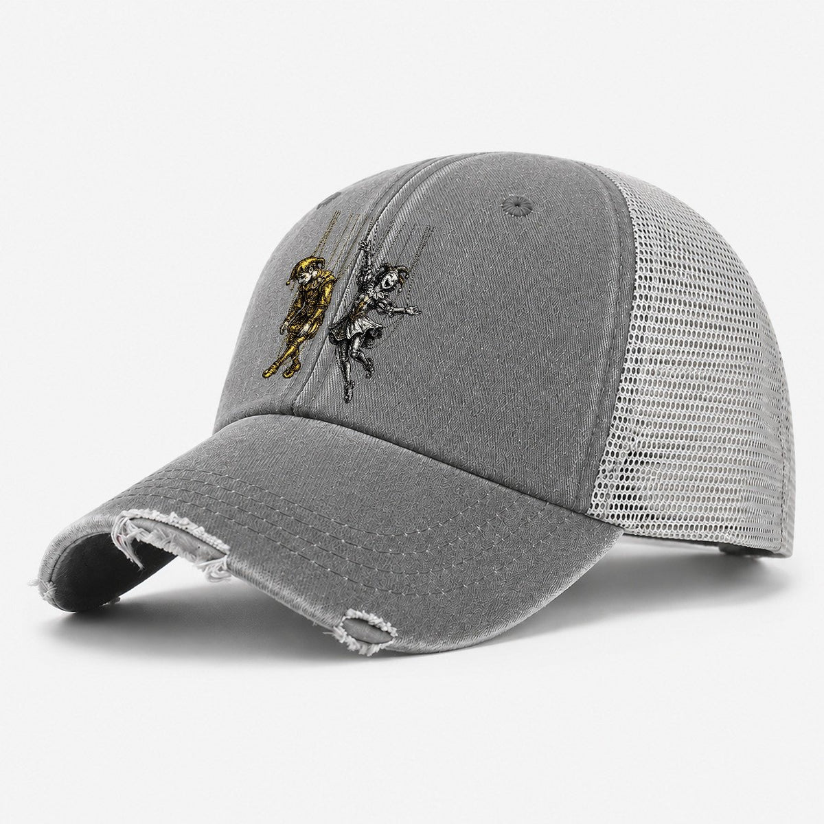 Black Labrador Portrait Washed Trucker Hat – Grey