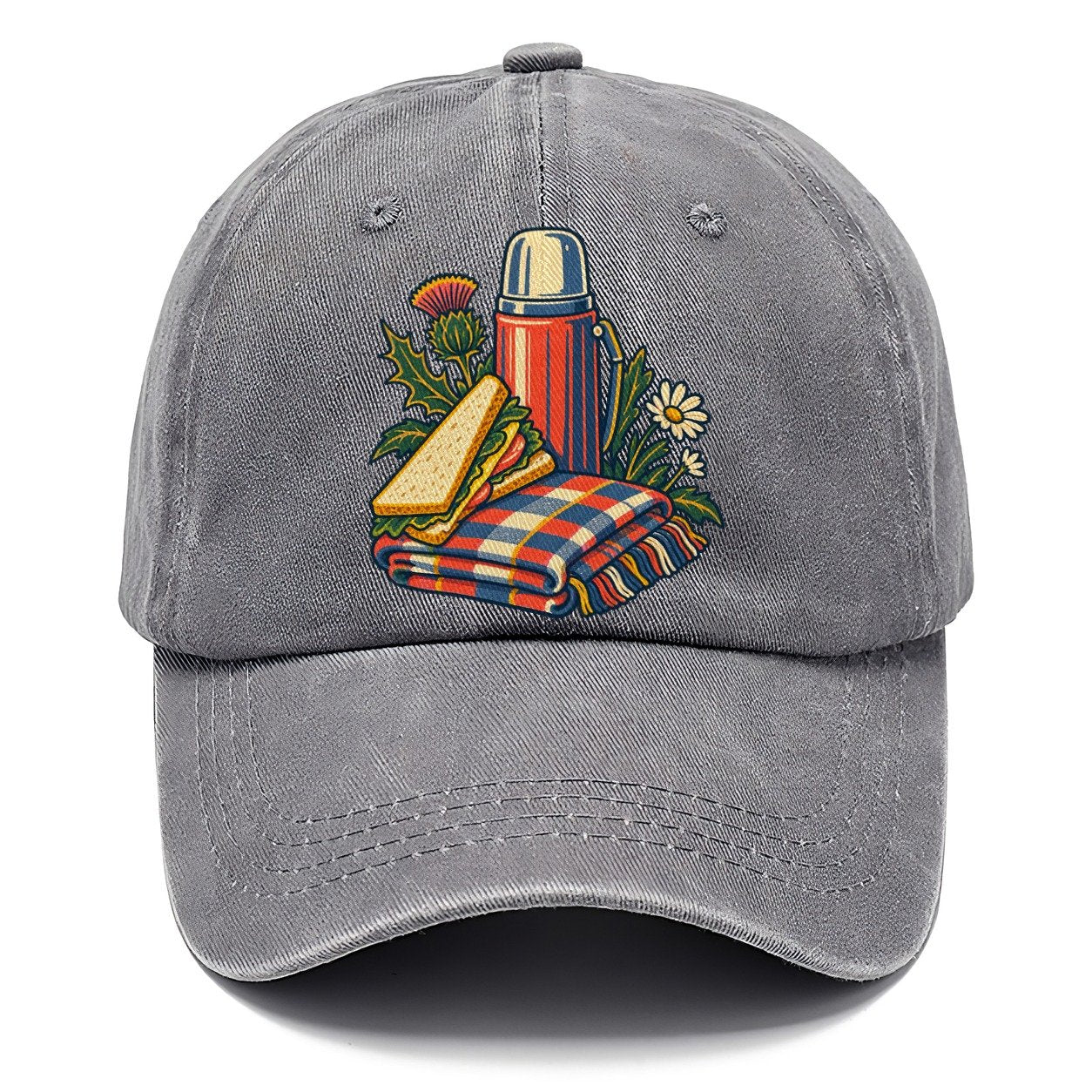Picnic Flask Sandwich And Checked Blanket Uk Culture Heritage Classic Cap – Urban Haze