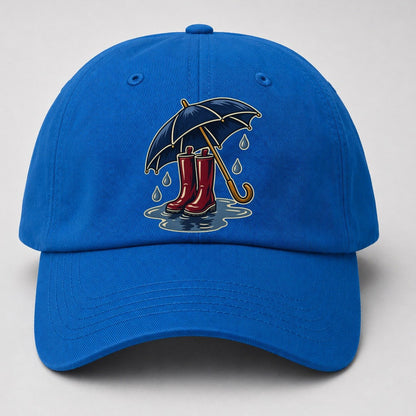 Rainy Day Umbrella And Wellington Boots Uk Culture Heritage Baseball Cap – Blue