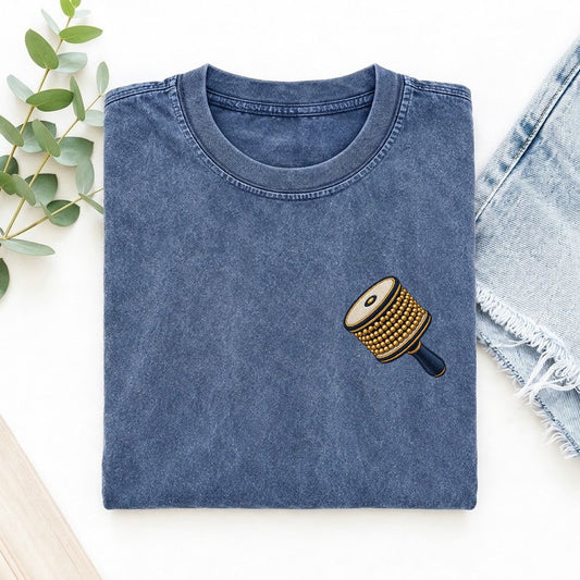 Cabasa Bead Roll Left Chest Vintage T-shirt – Washed Blue