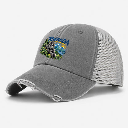 Rwanda Expressive Ink Badge Logo Washed Trucker Hat – Grey