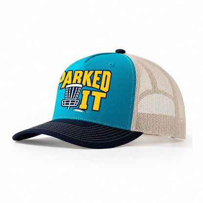 Parked It Disc Golf Trucker Hat – Teal Navy
