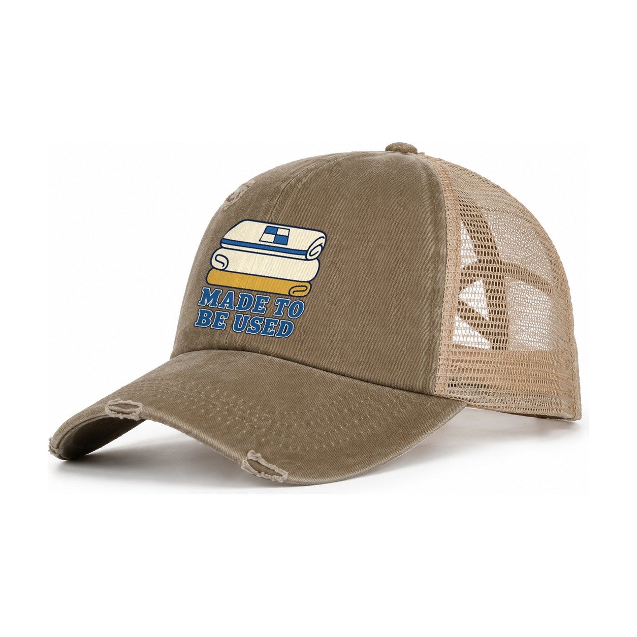 Made To Be Used Sewing And Quilting Women's Ponytail Trucker Hat – Taupe Khaki