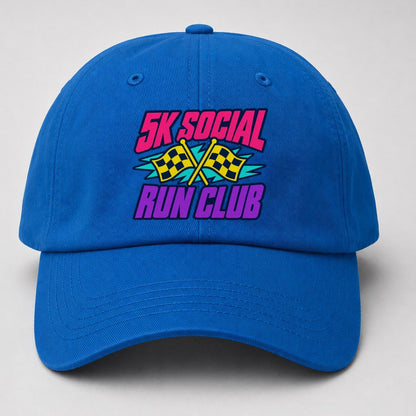 5K Social Run Club 90S Running Clubs Baseball Cap – Blue