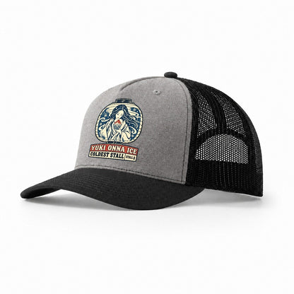 Yuki Onna Ice Yokai Night Market Trucker Hat – Grey Black