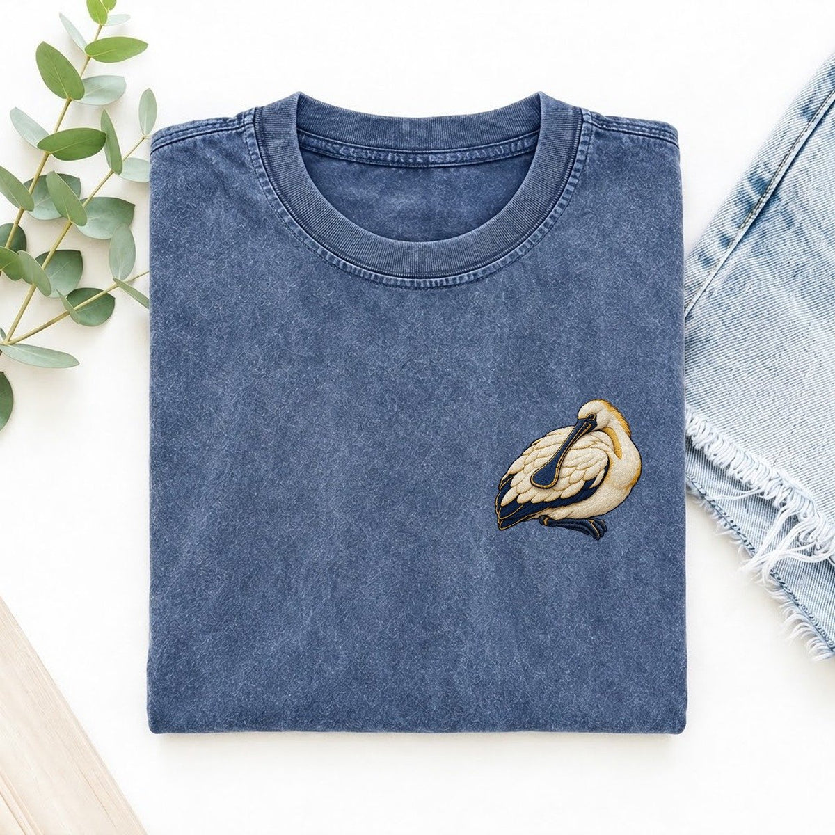 Spoonbill Shoulder Rest Left Chest Thread Signatures II Left Chest Vintage T-shirt – Washed Blue