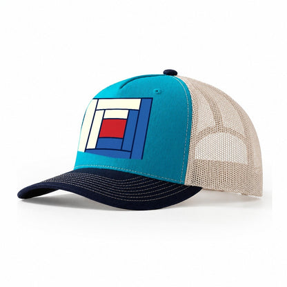 Log Cabin Block Study Sewing And Quilting Trucker Hat – Teal Navy