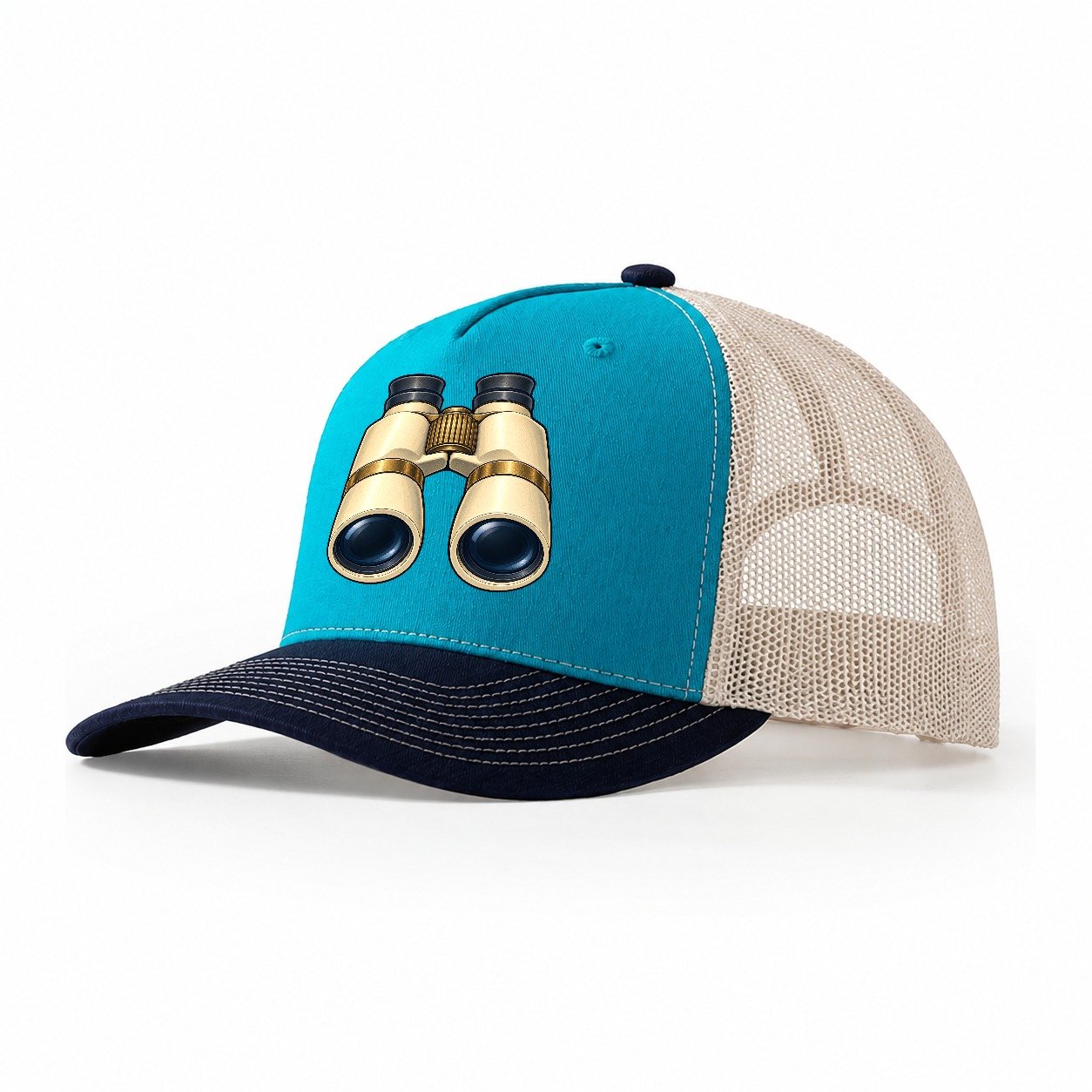 Observing Binoculars Astronomy And Stargazing Trucker Hat – Teal Navy