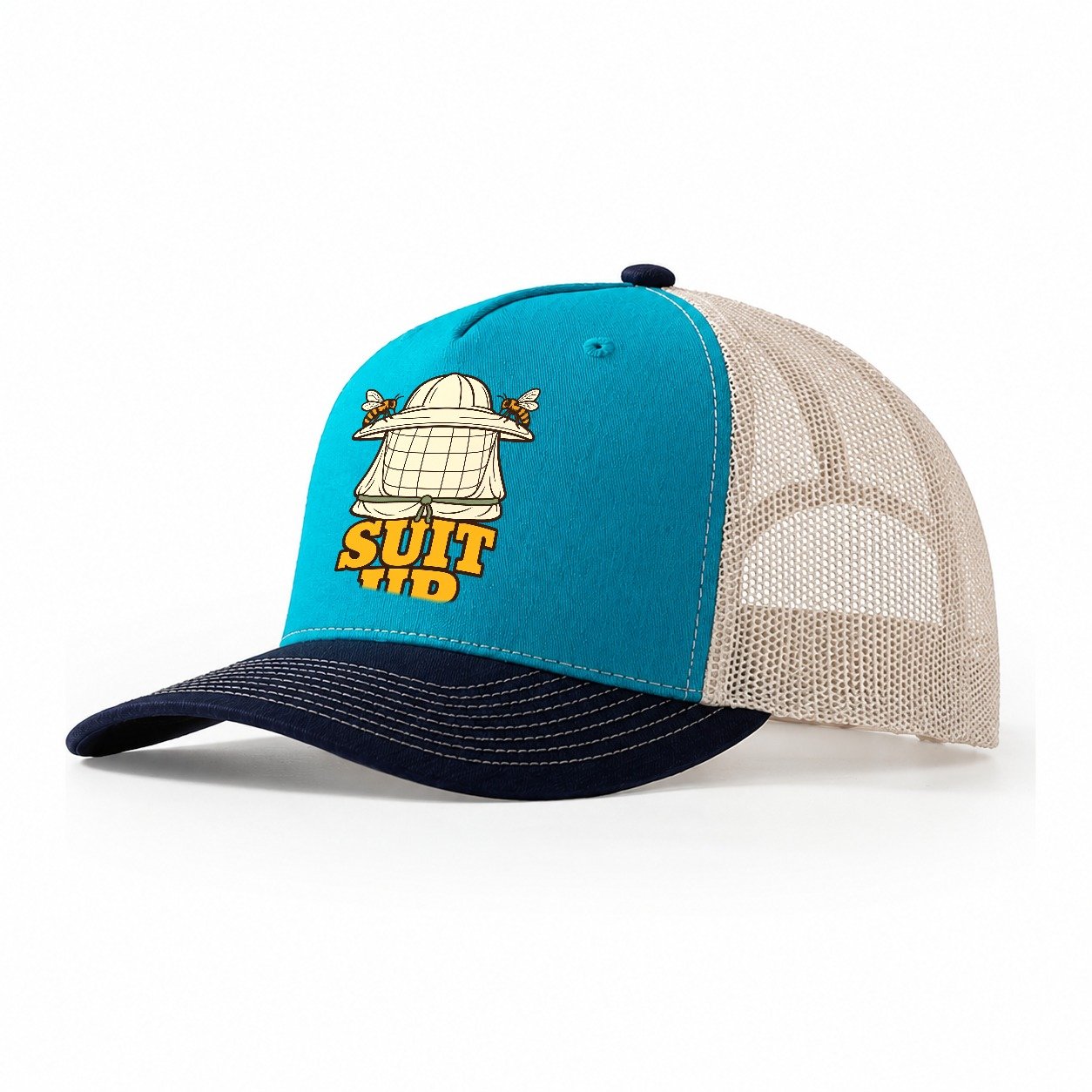 Suit Up Beekeeping Trucker Hat – Teal Navy