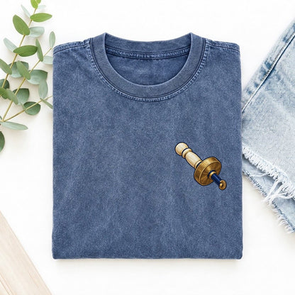 Wheel Marking Gauge Left Chest Vintage T-shirt – Washed Blue