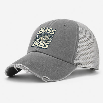 Bass Boss Fishing Elegant Washed Trucker Hat – Grey