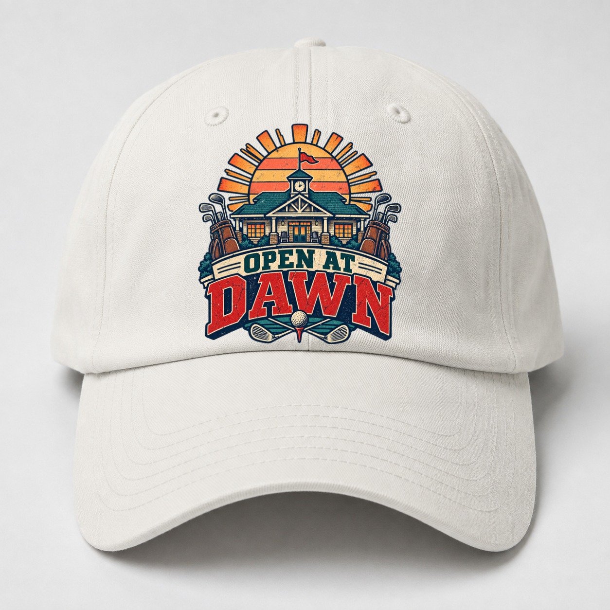 Open At Dawn Golf Life Baseball Cap – Off White