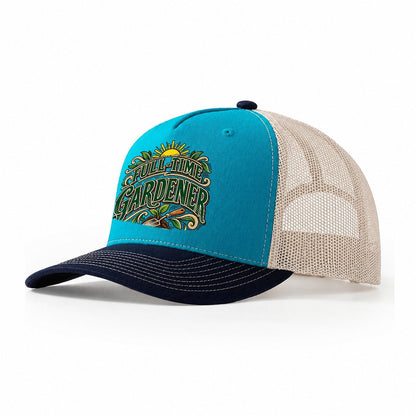 Full Time Gardener Retired Living Trucker Hat – Teal Navy