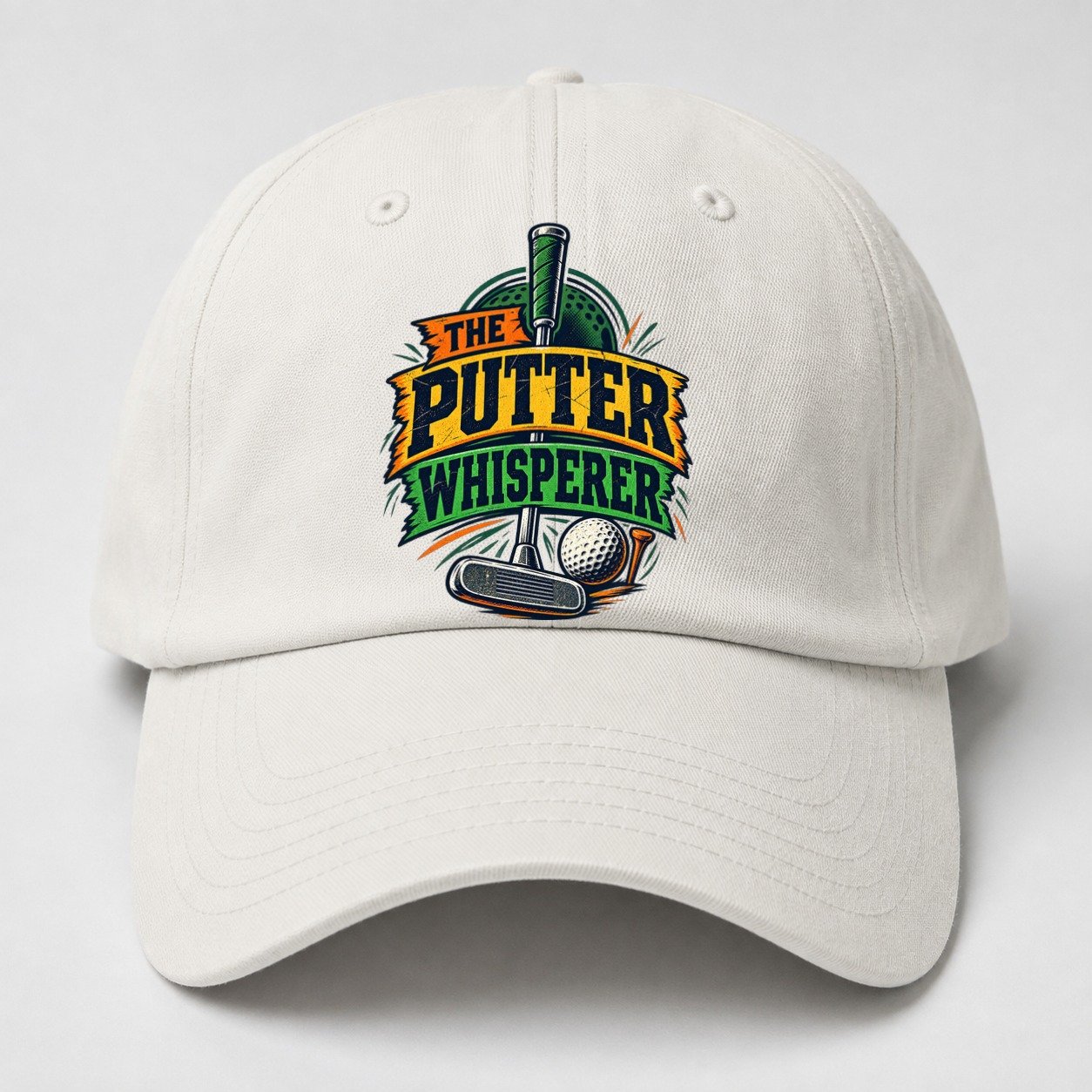 The Putter Whisperer Golf Life Baseball Cap – Off White