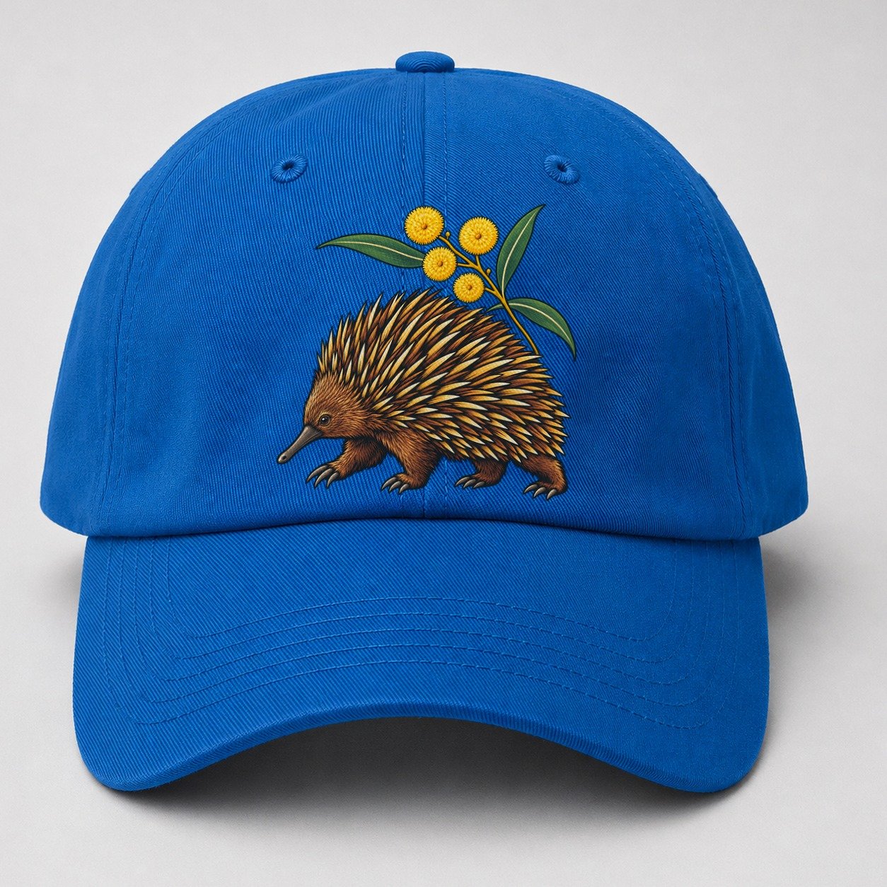 Short Beaked Echidna And Golden Wattle Australia Cultural Icons Baseball Cap – Blue
