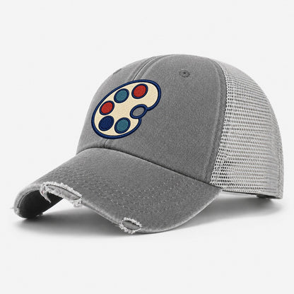 Painter Palette Tiny Solo Marks Washed Trucker Hat – Grey