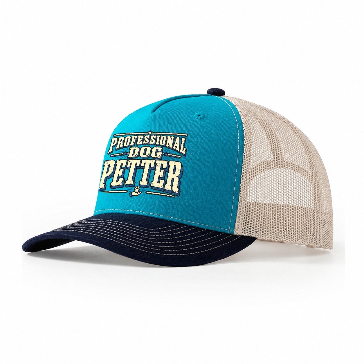 Professional Dog Petter American Wit Trucker Hat – Teal Navy