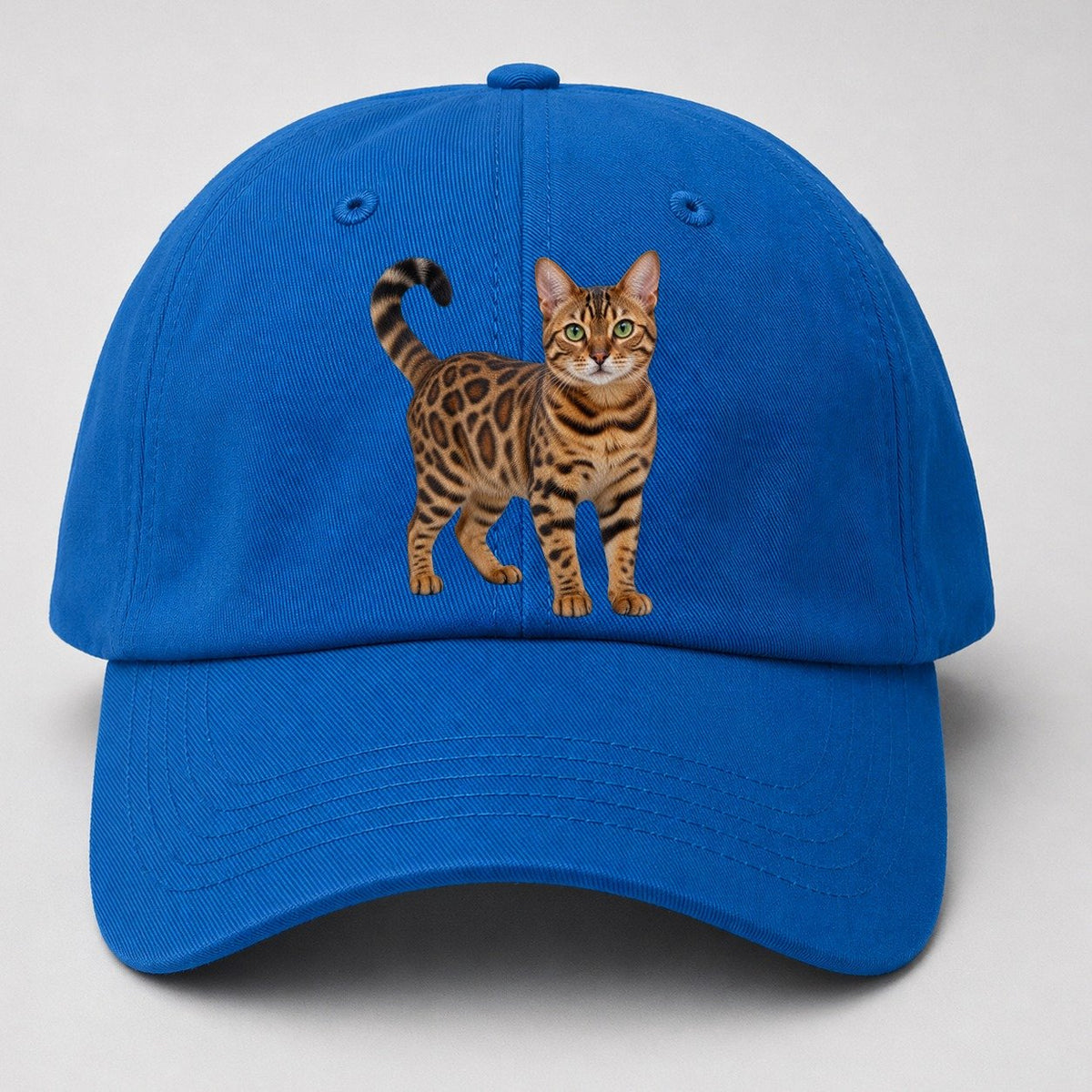 Bengal Standing Three Quarter Realistic Cat Portrait Baseball Cap – Blue