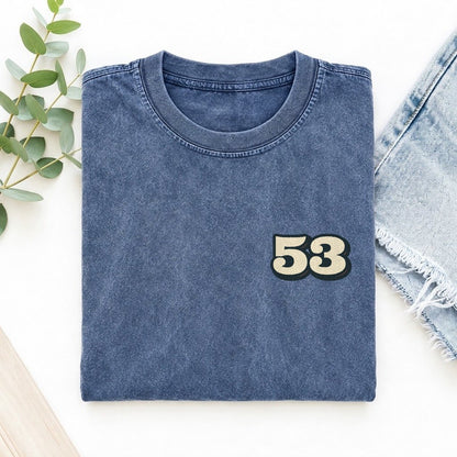 Number 53 Left Chest Vintage T-shirt – Washed Blue