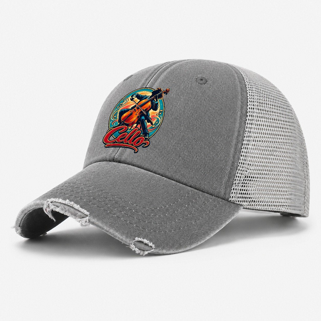 Cello Crest Music Instruments Washed Trucker Hat – Grey