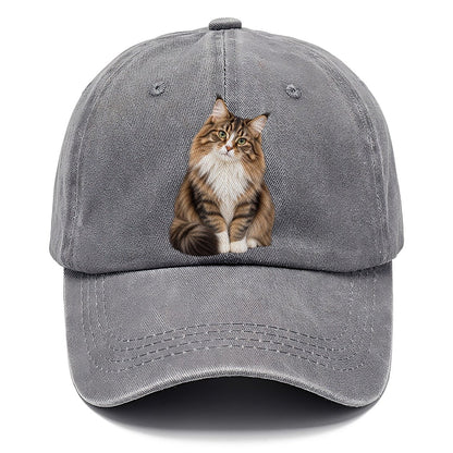 Norwegian Forest Cat Seated Portrait Realistic Cat Portrait Classic Cap – Urban Haze