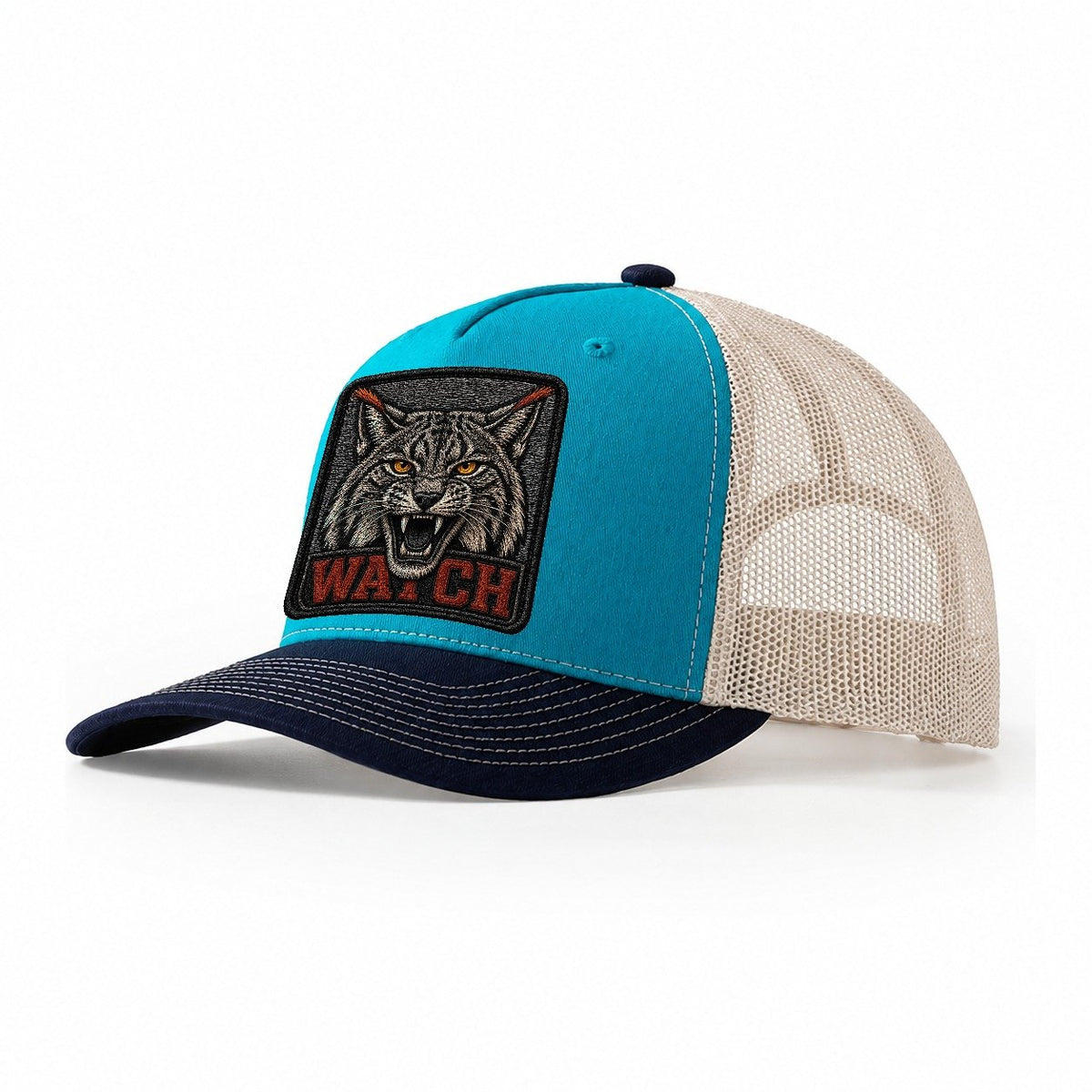 Lynx Watch Badge Trucker Hat – Teal Navy