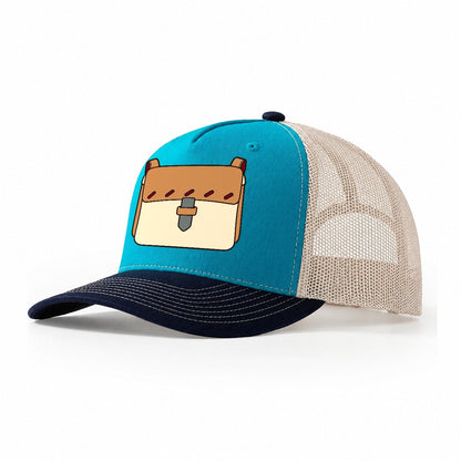 Small Satchel Study Leathercraft Trucker Hat – Teal Navy