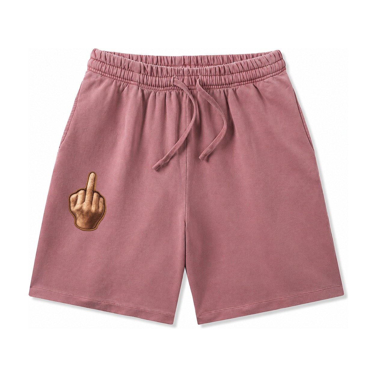 Middle Finger Hand Gesture In Skin Tone Attitude Washed Shorts – Burgundy