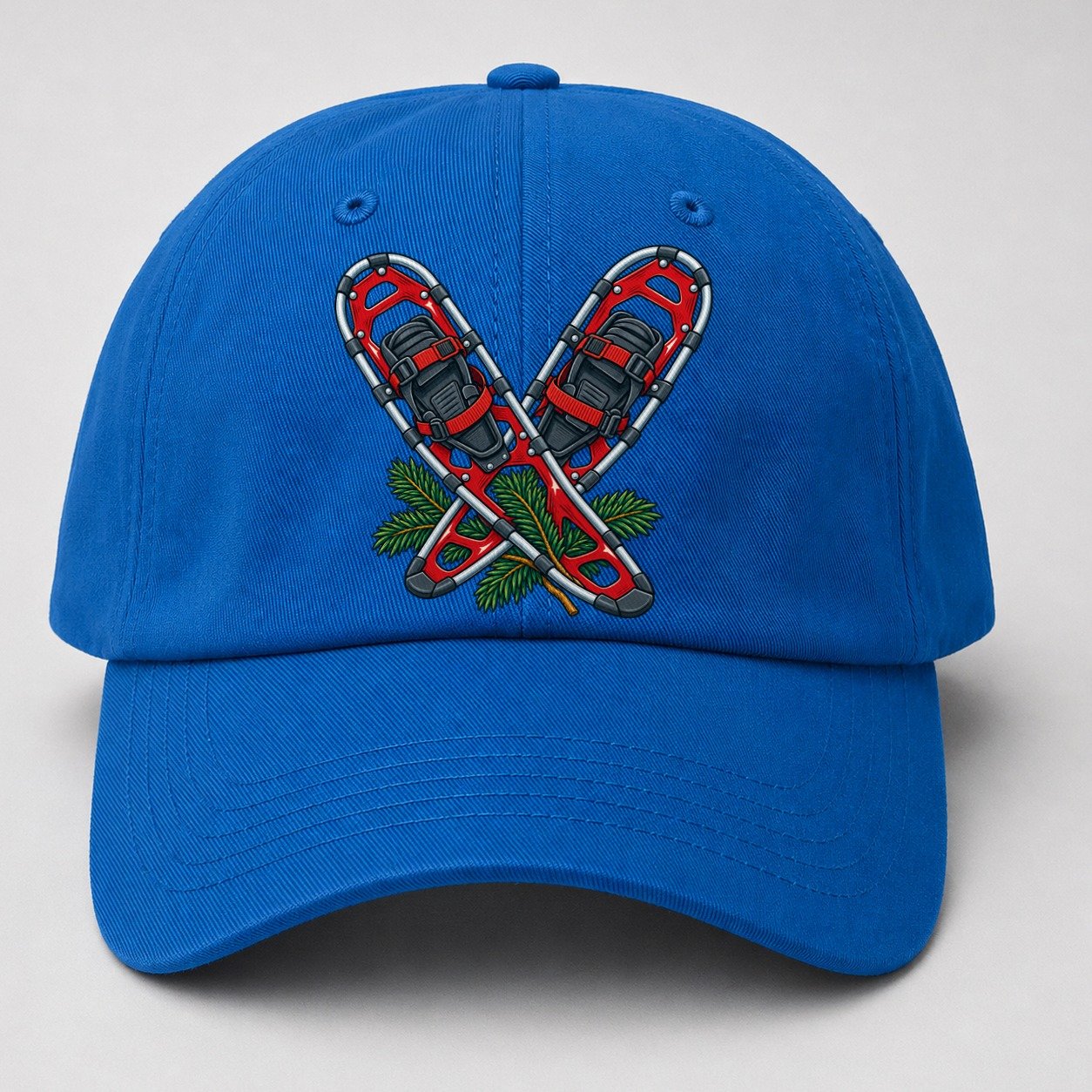 Modern Aluminum Snowshoes And Balsam Bough Canada Cultural Icons Baseball Cap – Blue
