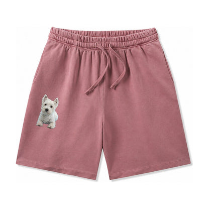 West Highland White Terrier Washed Shorts – Burgundy