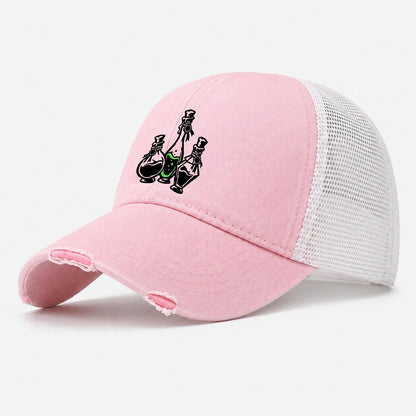 Apothecary Potion Bottle Trio Witch Magic Washed Trucker Hat – Light Pink