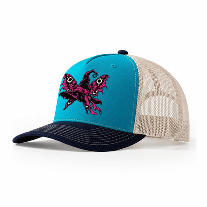 Moth Winged Witch Hat Witch Magic Trucker Hat – Teal Navy