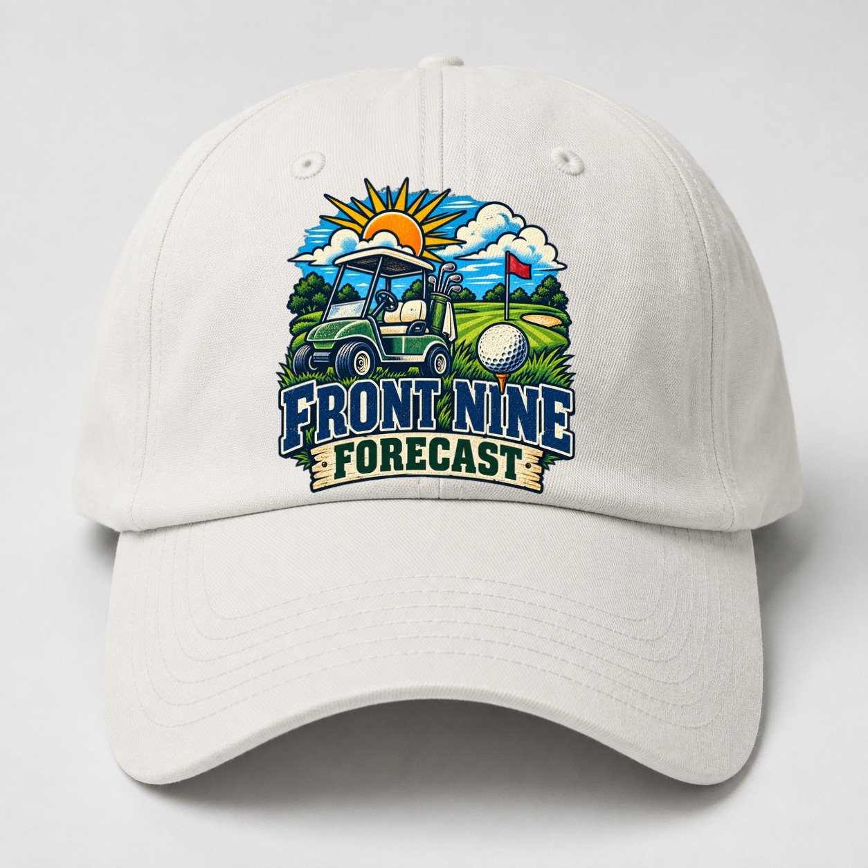 Front Nine Forecast Golf Life Baseball Cap – Off White