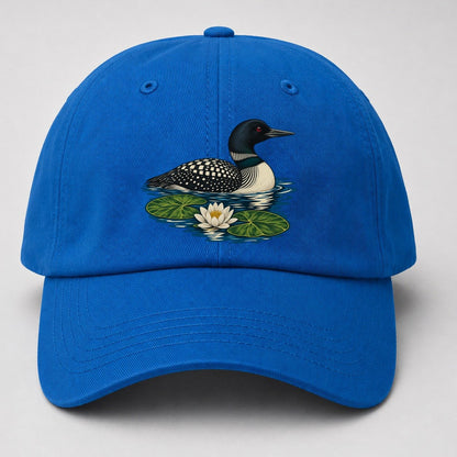 Common Loon And Water Lilies Canada Cultural Icons Baseball Cap – Blue