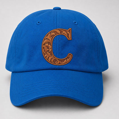 Tooled Leather C Monogram Baseball Cap – Blue