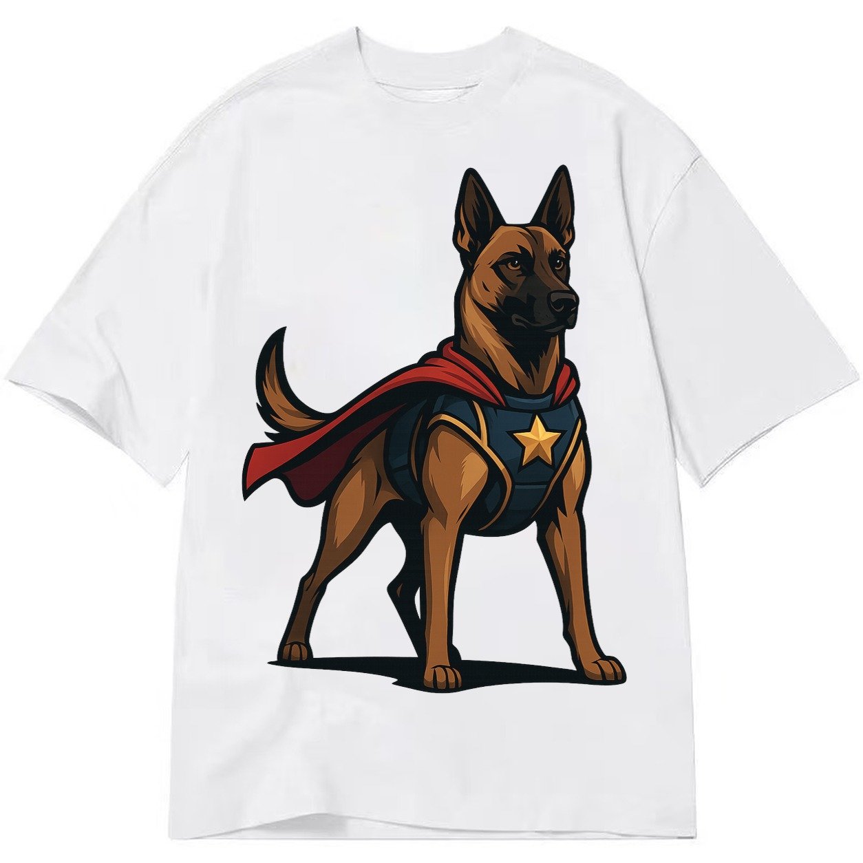Belgian Malinois Guardian Hero Standing Ready On Four Legs N Classic T-shirt – White