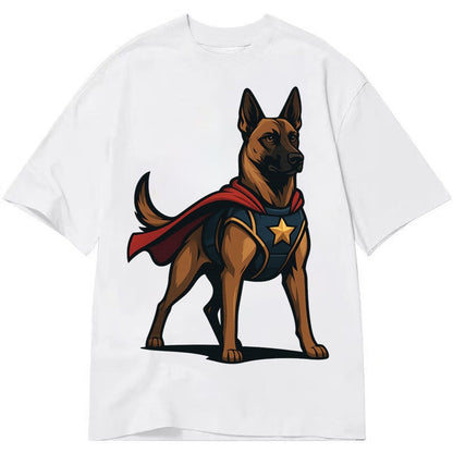 Belgian Malinois Guardian Hero Standing Ready On Four Legs N Classic T-shirt – White