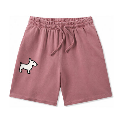 Bull Terrier White Egg Shaped Head Flat Side Profile Washed Shorts – Burgundy