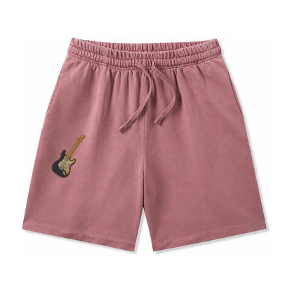 Electric Guitar Washed Shorts – Burgundy