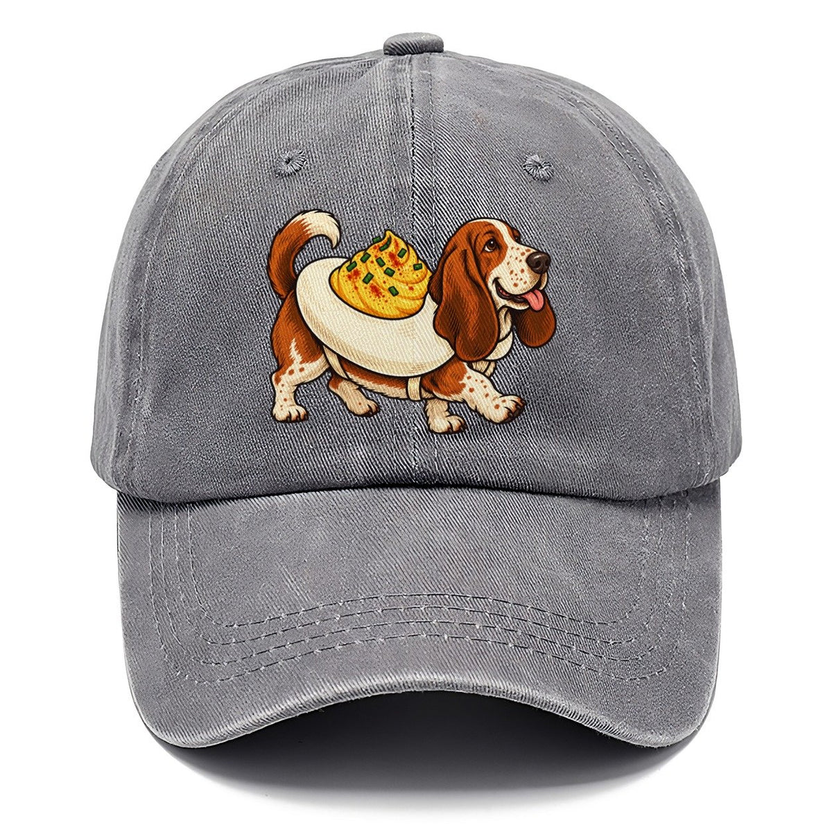 One Basset Hound In Halloween Costume Deviled Egg Costume With A Yolky Yellow Center Halloween Dog Parade Classic Cap – Urban Haze